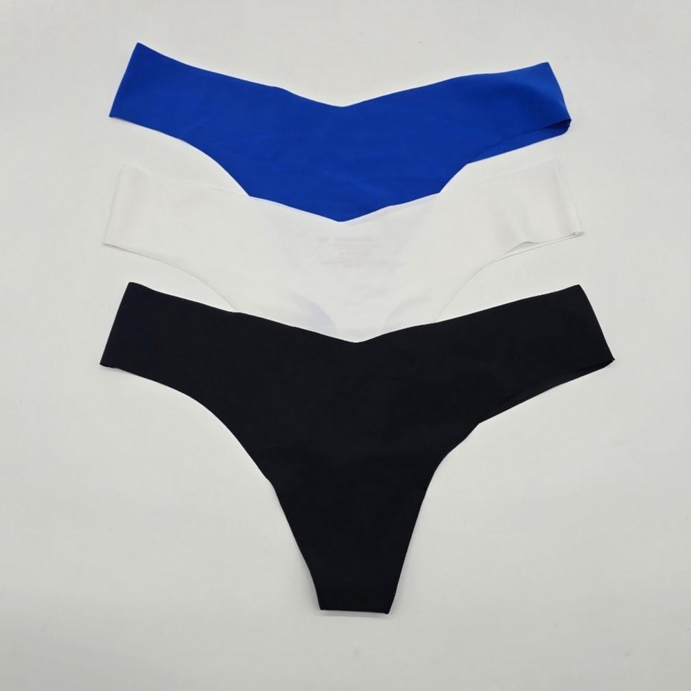 Commando Thong 3-Pack Women’s M/L Black White Blue Seamless No-Show USA NWOT - Picture 11 of 15